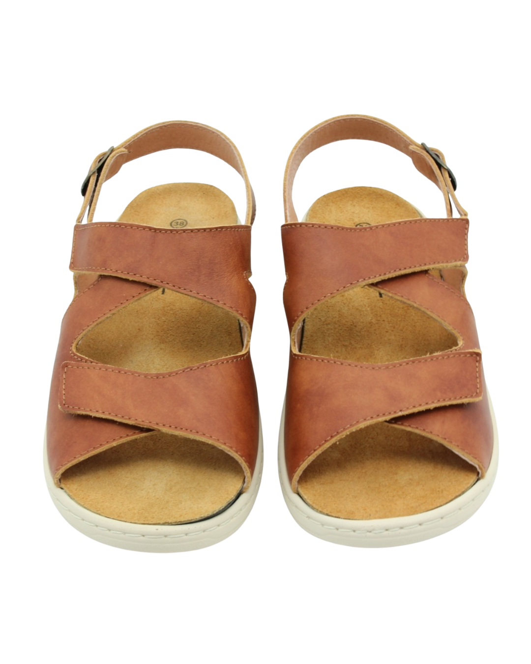 Embla Ergoflex lädersandal med hälrem i kastanjebrunt skinn och ergonomisk fotbädd