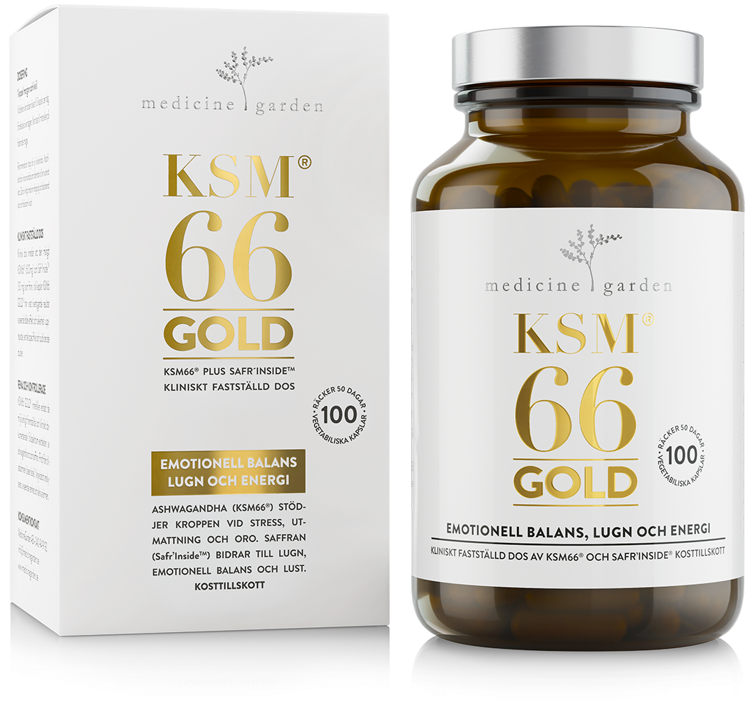KSM66 GOLD kosttillskott med Ashwagandha, saffran och B6 för stress och hormonell balans