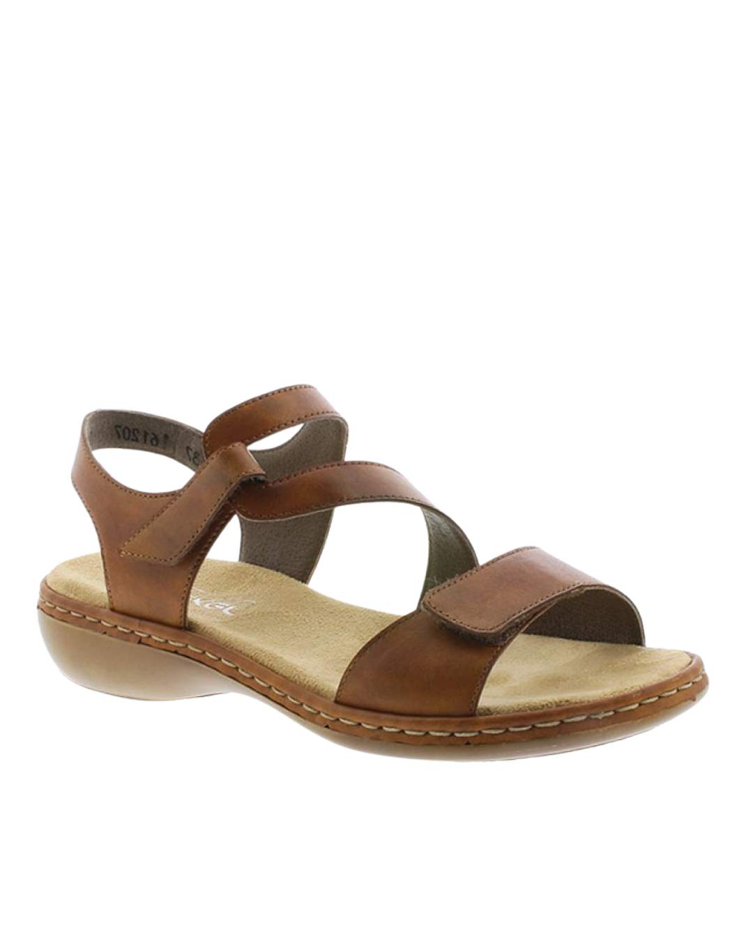 Rieker bruna sandaler dam 659C7-24 i läder med kardborreband